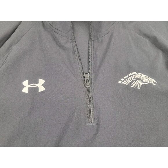 UNDER ARMOUR Loose Black 1/4 Zip S/S Windbreaker Shirt side zip Large, Zebra - Picture 2 of 9